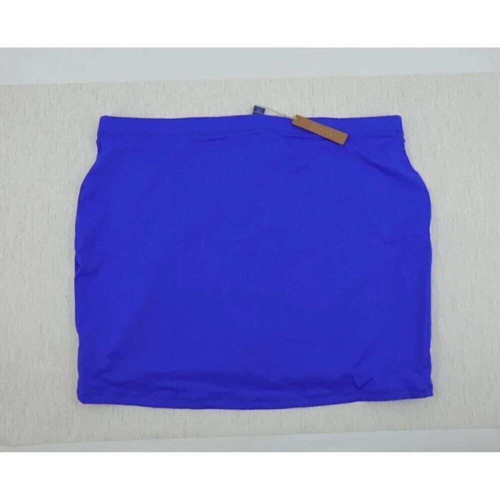 Skims Swim Sporty Mini‎ Skirt Womens 3X Cobalt Front Zipper